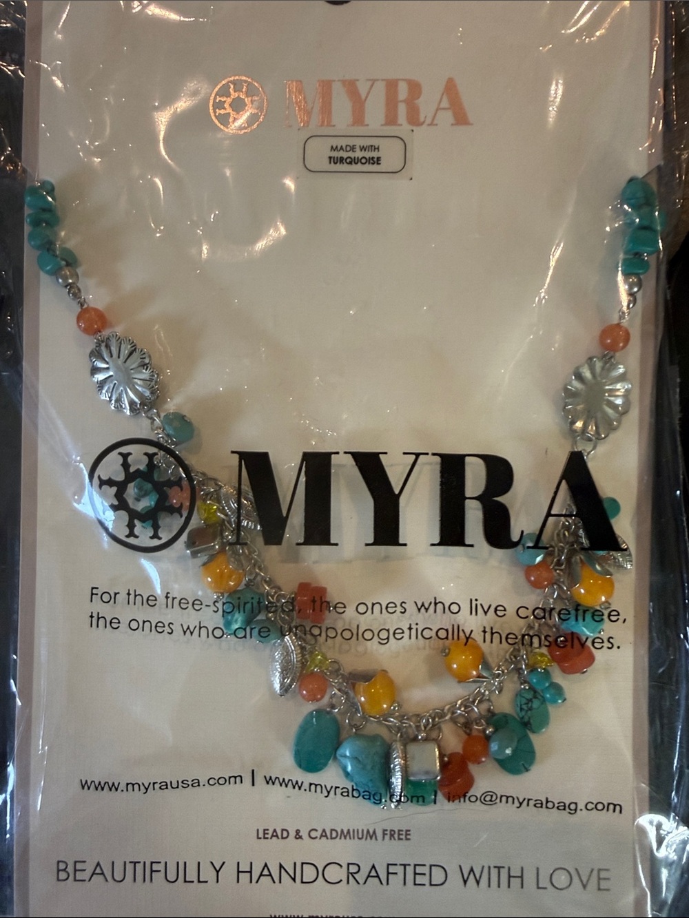 Myra Bag Mesa Mosaic Turquoise Necklace in Sunburst Turquoise - Picture 2 of 6